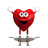 Red heart-shaped character with white eyes and brown limbs performs various poses against a plain background.