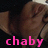 Pixelated image of a person with brown hair and dark clothing, with pink text reading 'chaby' at the bottom.