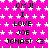 Static image with bright pink background covered in white star patterns, displaying repeated text phrases in black pixelated font.