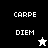 Pixelated text and star icons on black, white, and gray backgrounds with visible animation changes.