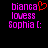 Two side-by-side pixelated text displays with pink and red elements on black background, one showing a red heart symbol next to 'bianca' while the other does not.