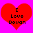 Two identical red heart shapes on a bright pink background with black text reading "I Love Devon" inside each heart.