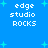 Blue background with light blue plus signs and white pixelated text reading 'edge studio ROCKS' in four identical quadrants.