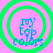 Four identical circular icons with green concentric rings on a pink background, each containing blue text reading 'my top colors' with a small blue heart above 'my'.