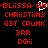 Red pixelated text on black background with white pixelated symbol above text, arranged in -like