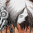 A 48x48 pixel animated buddy icon featuring a character with long dark hair and white clothing against a black background, displaying two distinct frames in a contact sheet layout.