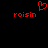 Red pixelated text 'roisin' appears twice on a black background with a red heart symbol above the left instance.