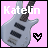 Pixelated icon shows a light gray electric guitar on pink background with white text "Kaelin" and black heart symbol.