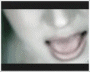 Animated sequence showing a person with blonde hair in various poses: close-up mouth, standing with arms crossed, hands near chest, full-body dance, and open-mouthed expression.