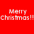 Four quadrants display 'Merry Christmas!!' text on red, brown, green, and brown backgrounds with pixelated white lettering.