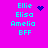 Cyan text list on bright pink background with animated blue pixel symbols changing between frames.