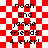 Red and white checkered background with black text reading "noah and jackie friends 4 ever!" in two vertical , with one showing a fainter, slightly offset version of the text