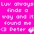 Pixelated text repeats on bright pink background with heart symbols and 'Peter' name, showing animation changes in heart positions.
