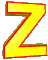 Yellow Z-shaped symbols with red outlines on gray background, arranged in three of two icons each