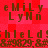 Red pixelated background with brown text repeating 'emily lynn' and '$hleLd$' in a pattern