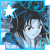 Pixelated anime-style character with dark hair and blue clothing, repeated in a pattern with star icons above each