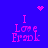 Blue background with pink pixelated text reading "I Love Frank" in four quadrants, two pink heart symbols, and two pink dot clusters.