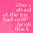 Pixelated pink background with white text reading "Who's afraid of the big bad wolf? Jacob Black" in a blocky, low-resolution style.