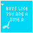 A 5x5 contact sheet of animated frames showing a blue background with white text "BOYS LIKE YOU ARE A DIME A" and evolving white line art doodles beneath the text, arranged left-to-right top-to-bottom.