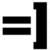 Black and white pixelated icon with three identical vertical sections showing equal signs and brackets, partially overlapped by a gray rectangle on the right.