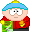 Pixelated character with light blue knit hat, red jacket over green shirt, yellow gloves, and orange chest emblem on gray background.