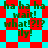 Pixelated text on a red and cyan checkered background with repeated phrases 'ha ha ha', 'wait!', 'what!?!!?', 'ily!' in green.