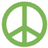 Six peace sign icons arranged in a , each with distinct color schemes and decorative elements