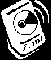 A black-and-white pixelated animated icon showing a stylized eye with motion lines, displayed as two sequential frames in a contact sheet format.