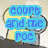 Pixelated blue text 'court and me roc' on light background with partial cartoon character outline.