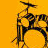 Animated contact sheet of a drum kit icon with changing text labels over time, displayed on an orange background.