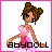 Pixelated doll avatar in pink dress with brown hair in buns, shown in multiple poses with text variations below.