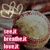 Pixelated static image shows a large round object with textured surface, three red rectangular bars with white text fragments below it, and abstract light-colored shapes above.