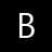 A white capital letter B rendered in a pixelated style against a solid black background with visible dithering effects.