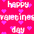 Pixelated pink background with repeated white text and purple hearts, animated to shift positions.