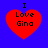 Four red heart shapes with black text "I Love Gina" on a solid blue background, arranged in a