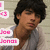 Pixelated image of a person with dark curly hair wearing a gray shirt, surrounded by pink text bubbles on the left side.