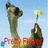 Two cartoonish figures with long necks hold up a yellow object against a light blue background, one figure wearing red accents.