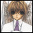 A 48x48 pixel animated buddy icon featuring a cartoon character with brown hair and dark eyes on the left, next to stylized text reading "Anime IM" and "COM" on a black background.