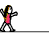 Animated contact sheet of a stick figure gymnast performing various poses on a horizontal bar, with visible text "Gymnastics Extraordinaire" at bottom left.