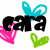 Two side-by-side pixelated text-based icons with 'cara' in bold letters, each topped by a cyan bow and flanked by pink and green shapes.