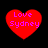 Four red heart shapes with purple text 'Love Sydney' on black background, each heart has distinct pixelation and size variations.