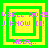 Pixelated green and yellow square frames with purple text reading 'VBALL ROX! VBALL ROX! U KNOW IT!!! U KNOW IT!! ABBY!!' across four identical