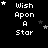 Black background with white pixelated text 'Wish Upon A Star' and scattered star symbols in various positions