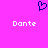 A static image with a bright pink background featuring two identical white text labels and one dark blue pixelated heart symbol above them.