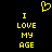 Yellow pixelated text and heart symbol on black background, with identical left and right sections.