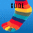 A rainbow-striped sock with text "SLIDE WITH ME" appears in a , with one empty