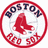 A static image with a Boston Red Sox logo on the left and pink pixelated text on black background reading 'NOT..haha you thought I was serious??', 'yo funny!!!', 'Boo sox!', and 'GO YANKEES'.