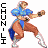 A contact sheet of 10 animated frames showing Chun-Li from Street Fighter, arranged in a 4x3 grid with one empty cell, displaying her fighting pose across sequential animation frames.