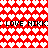 Red background with white heart pattern and repeating black text 'LOVE NIKKI' in pixelated font across two horizontal bands.