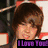 Four pixelated images of a person with brown hair in different poses and backgrounds, each overlaid with 'I Love You' text in distinct colors.